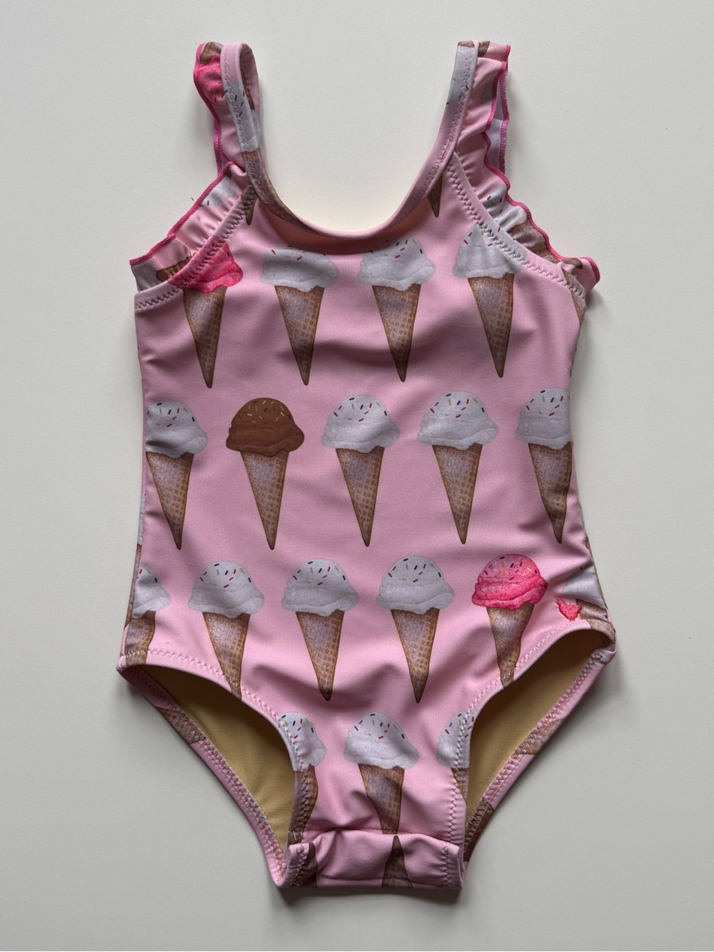 Pink Chicken Baby Girl Claire Swimsuit, 
Neapolitan Ice Cream Cones - Sz. 12-18M